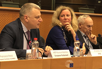 Member European Parliament (MEP) Peter Kouroumbashev, Andrea Voigt, and MEP Adam Gierek.